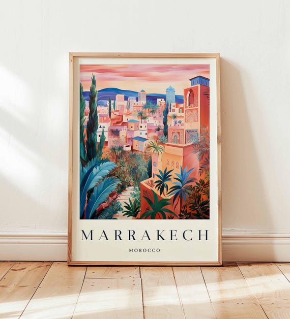 Marrakech Poster Morocco Travel Print North Africa Wall Art Souk Decor Marrakechtravel Gift Marrakechdecor