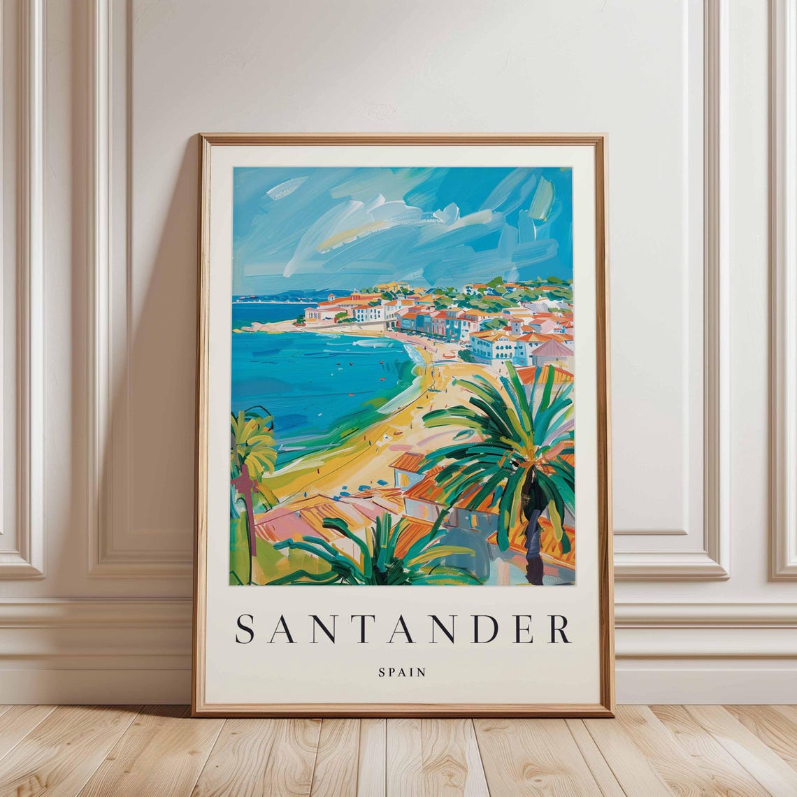 Santander Spain Impressionist Beach Scene in Bright Colors Poster - Image 3