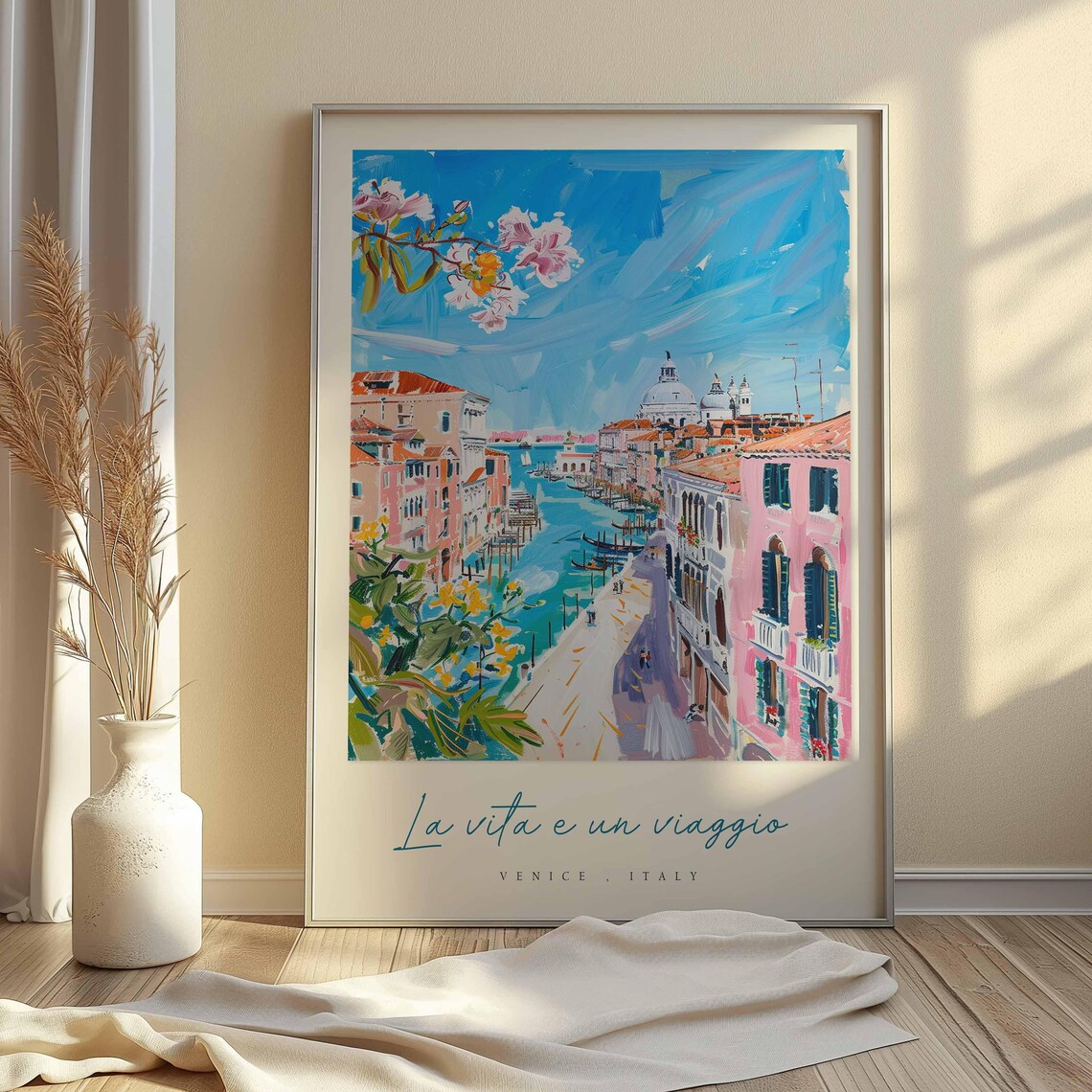 Venice Italy La Vita e Un Viaggio Grand Canal Watercolor Travel Poster - Image 2