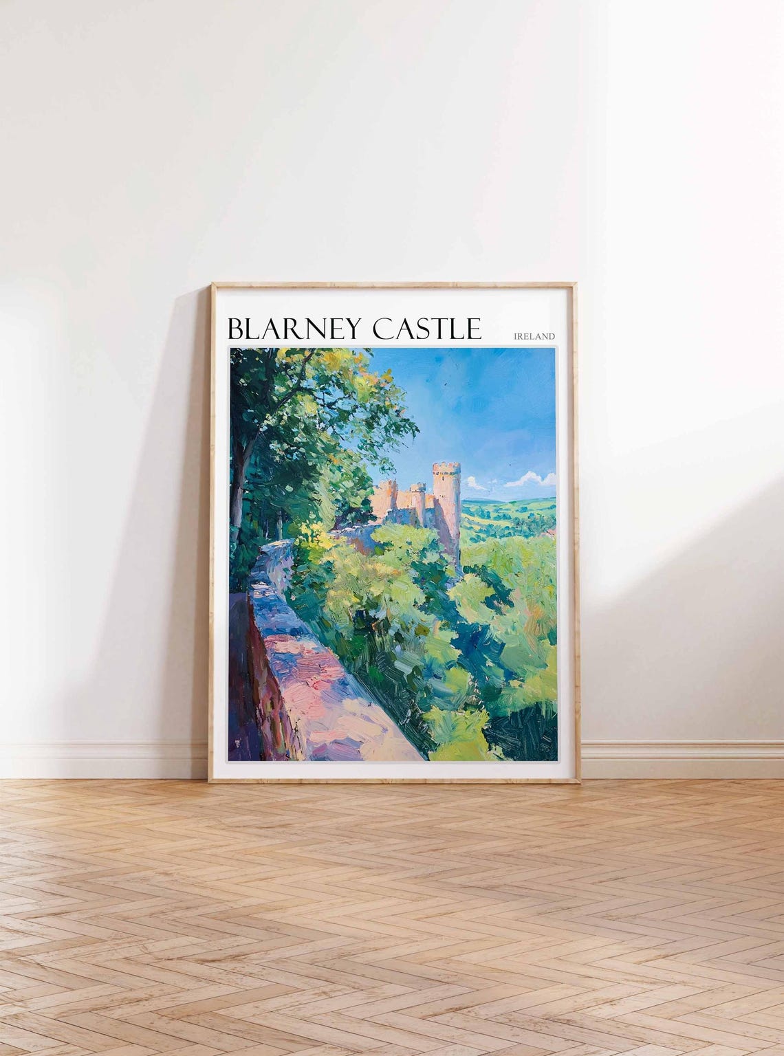 Blarney Castle Ireland Riverside Path to Castle Wall Scene Poster - Image 3