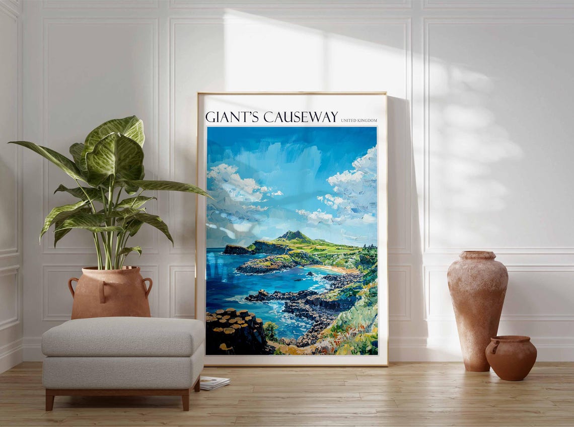 Giants Causeway Rocky Blue Shore Headland Coastal Scenic Poster - Image 2