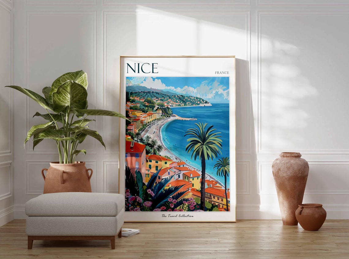 Nice Poster France Travel Print French Decor Europe Travel Poster European Wall Art City Print Nice Gift Nice Travel Poster - Image 3