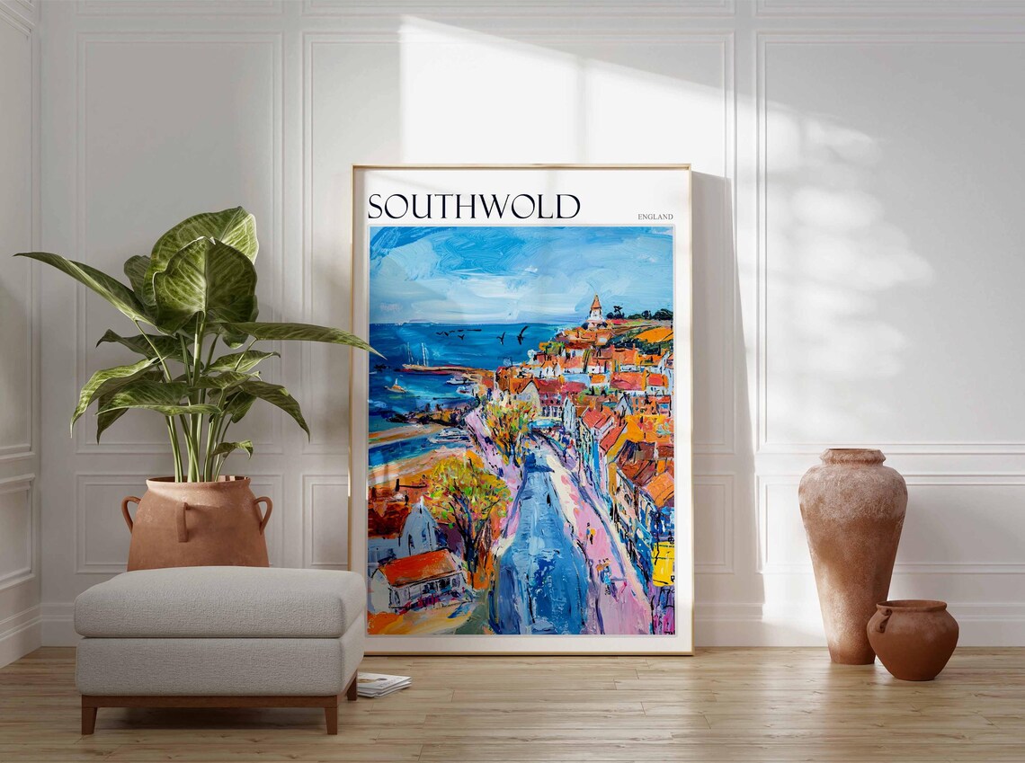Southwold Aerial Street To Harbour Lighthouse Poster England - Image 2