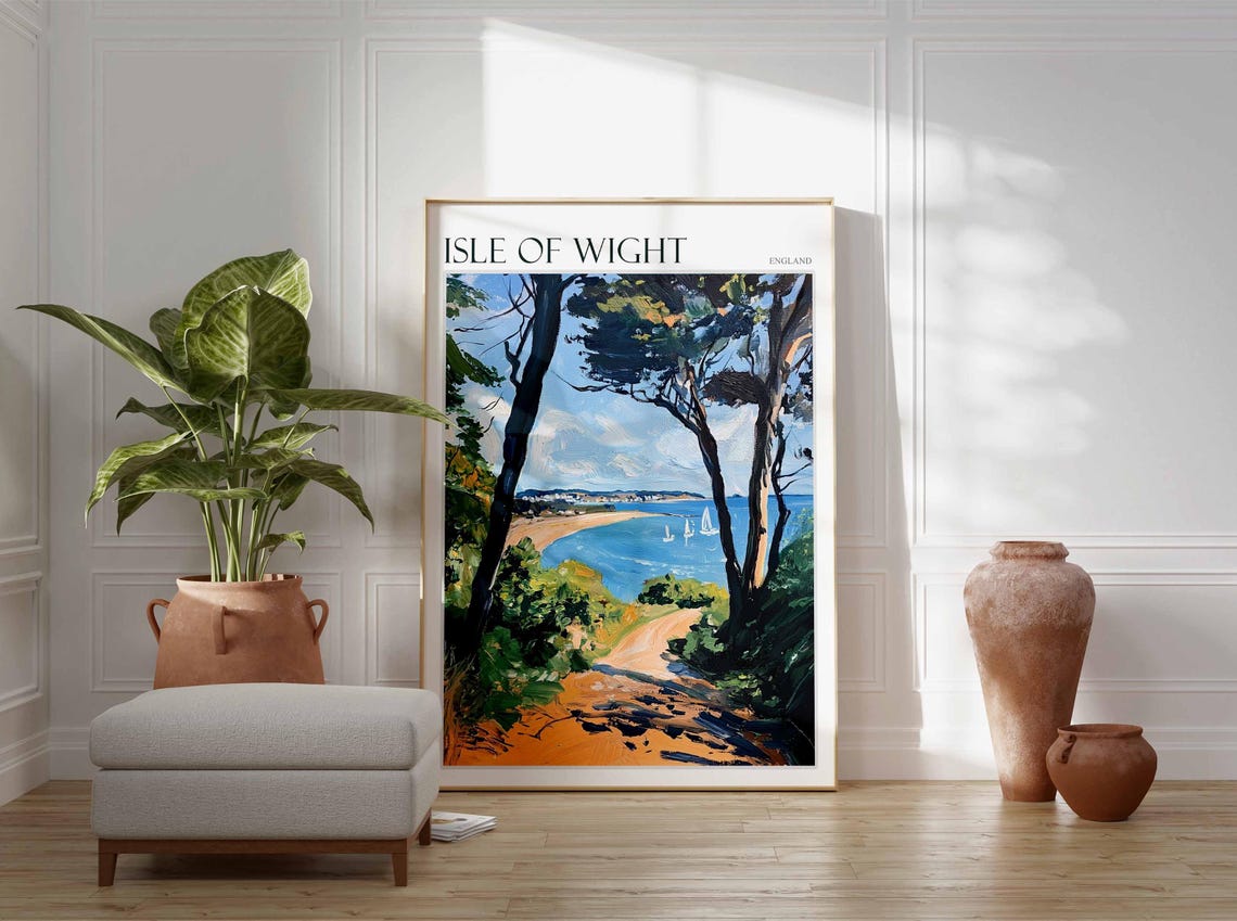 Isle Of Wight Poster Uk Travel Poster Coastal Wall Art British Decor Uk Home Decor Isle Of Wight Travel Print Island Poster Uk Decor - Image 3