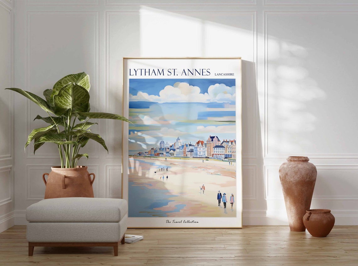 Lytham St Annes Lancashire Sandy Beach and Pastel Seafront Poster - Image 2