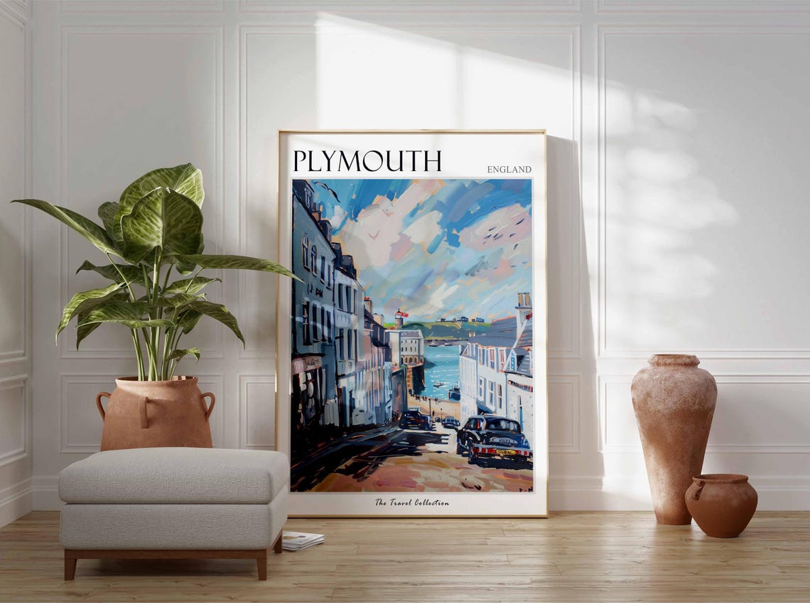 Plymouth Poster England Travel Print British Decor United Kingdom Travel Poster City Print Plymouth Gift Plymouth Travel Poster - Image 2