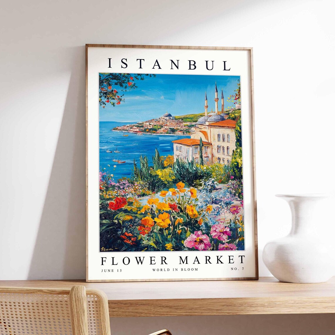 Istanbul Bosphorus Mosque Flower Garden Turkish Flower Market Poster