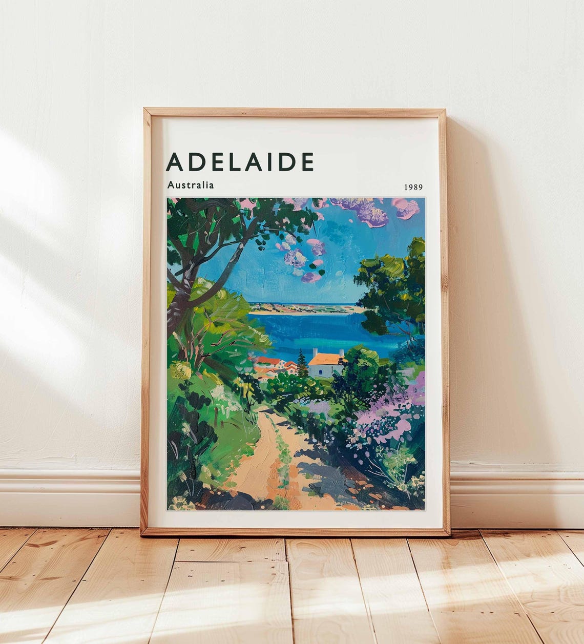 Adelaide Australia 1989 Garden Steps Seaside View Art Poster