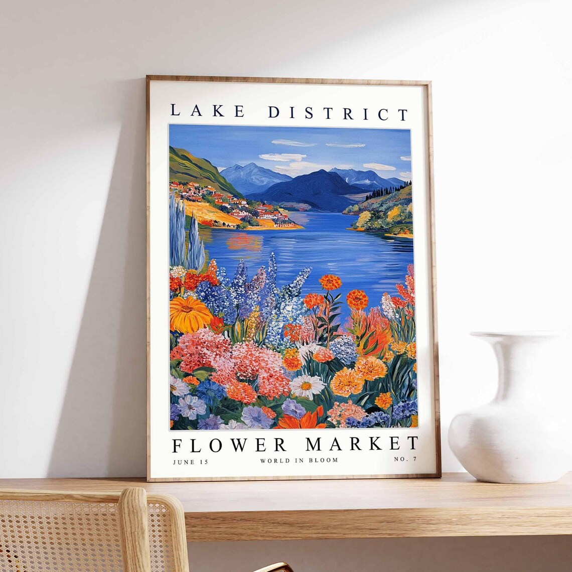 Lake District Flower Market Lakeside Village Lupine View Poster