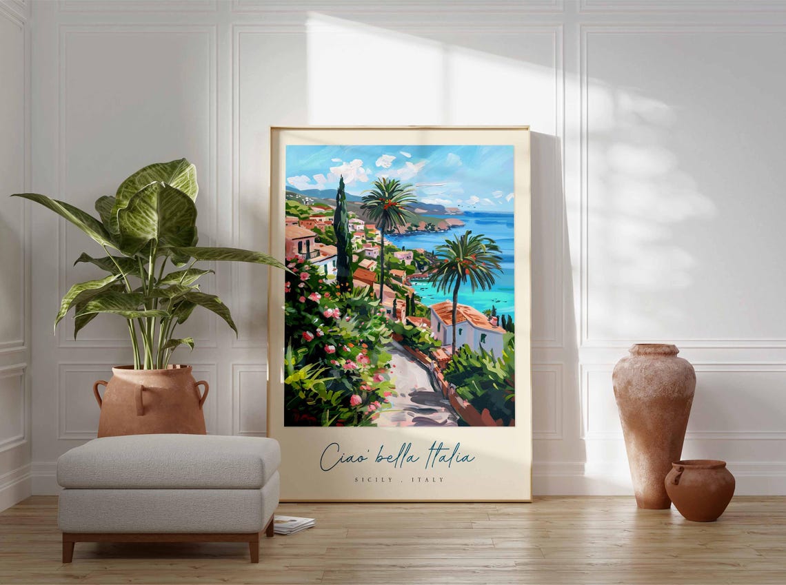Sicily Poster Italian Travel Print Sicily Travel Art Sicily Wall Art Italy Art Italy Travel Decor Italian Travel Gift - Image 3