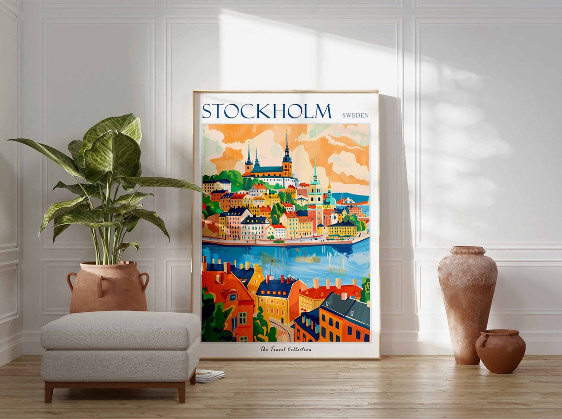 Stockholm Poster Stockholm Travel Print Tropical Decor City Wall Art Swedish Decor Sweden Travel Print Stockholm Gift - Image 3
