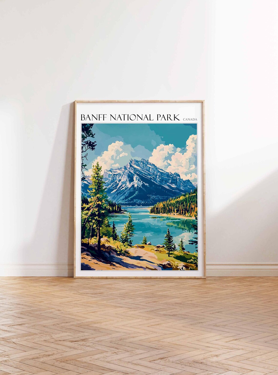 Banff National Park Canada Turquoise Lake and Rocky Peak Travel Poster - Image 3