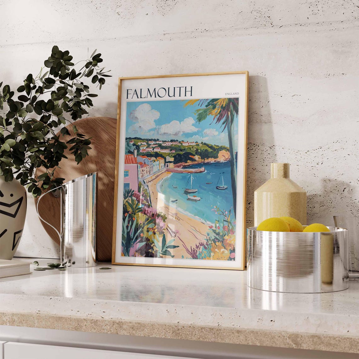Falmouth Poster Cornwall Poster England Travel Poster Coastal Wall Art Uk Home Decor Falmouth Wall Decor Falmouth Wall Print Uk Art - Image 2