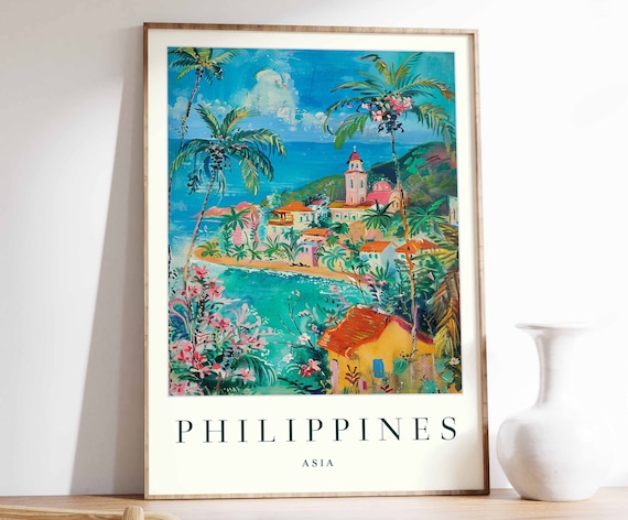 Philippines Poster Philippines Travel Print Asia Wall Art Asian Travel Print Tropical Decor Sea Print Philippines Gift