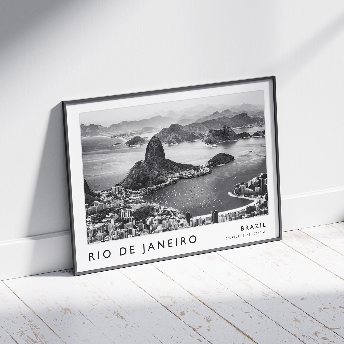 Rio de Janeiro Brazil Sugarloaf Aerial Black White Photo Poster - Image 2