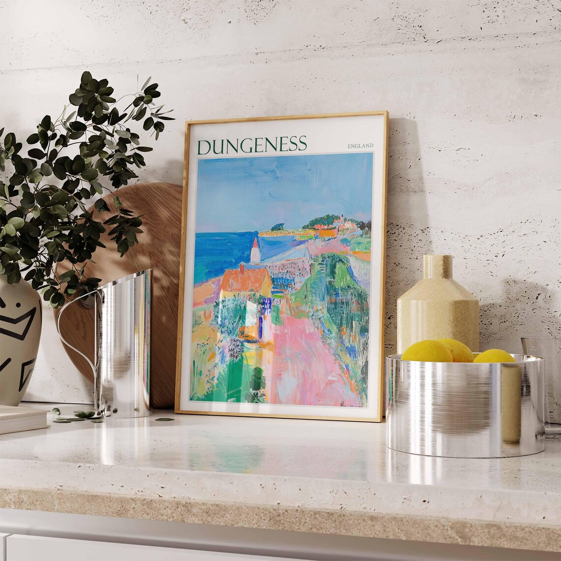 Dungeness England Abstract Expressionist Seaside Village Artwork Poster - Image 2