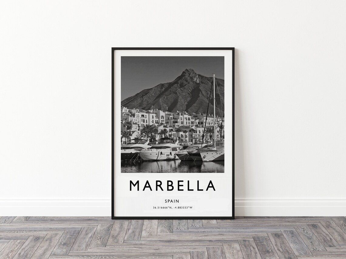 Marbella Black And White Travel Poster, Spain - Image 2