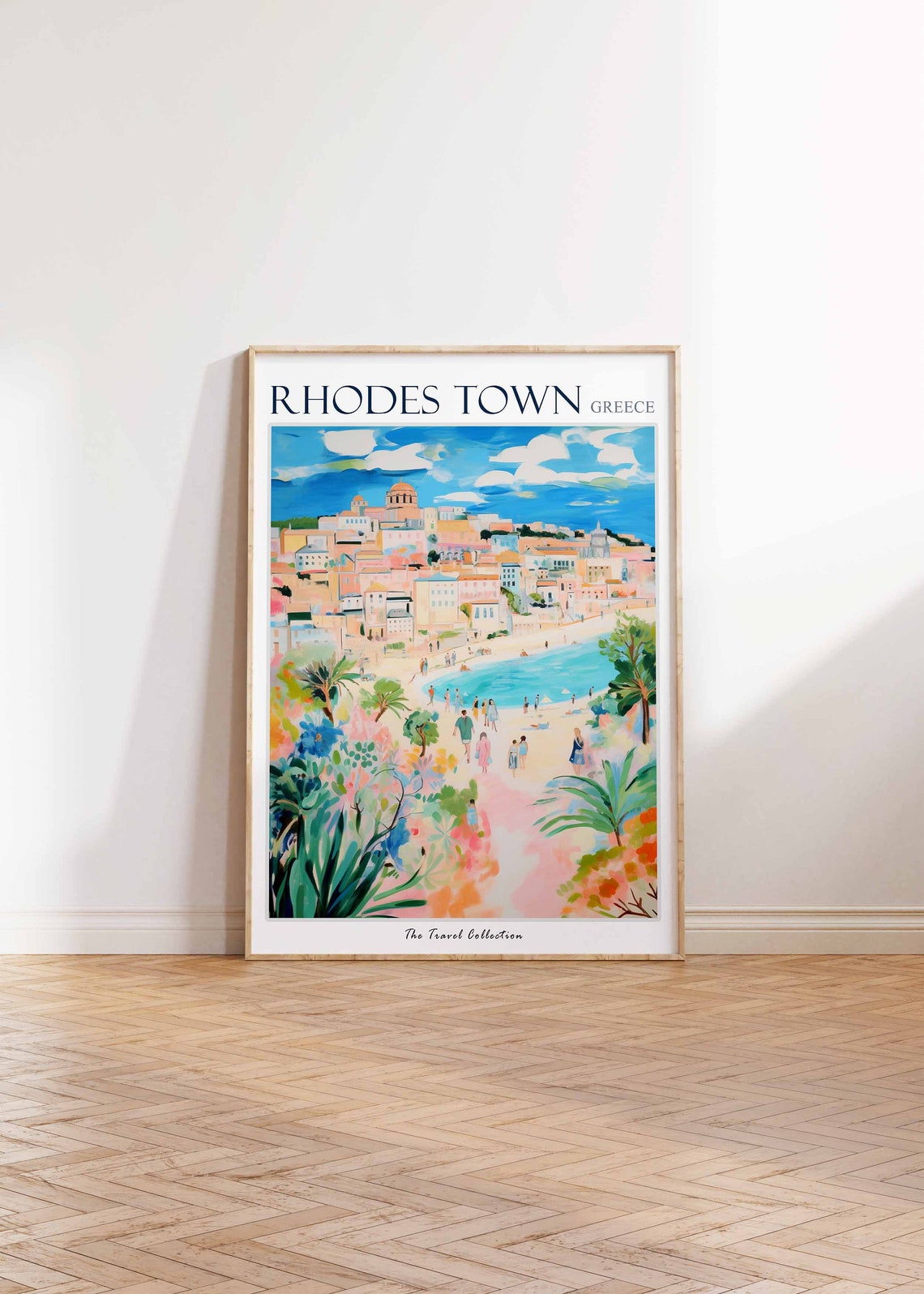 Rhodes Town Poster Rhodes Town Travel Print Greek Travel Poster Greek Gift European City Print Greek Art Rhodes Gift Greek Decor - Image 2
