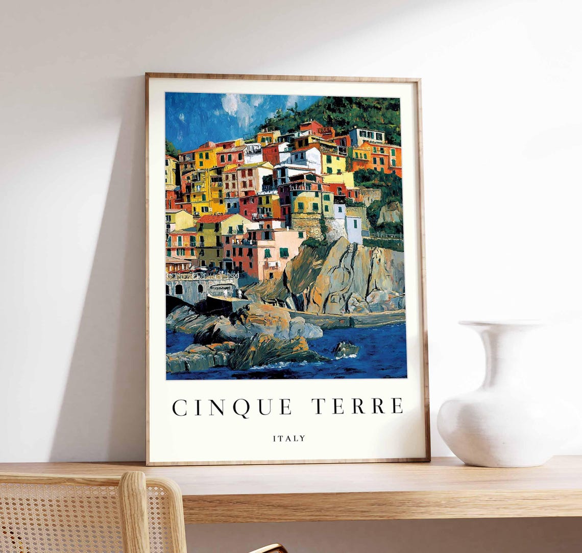 Cinque Terre Colorful Cliffside Village Painted Coastal Poster
