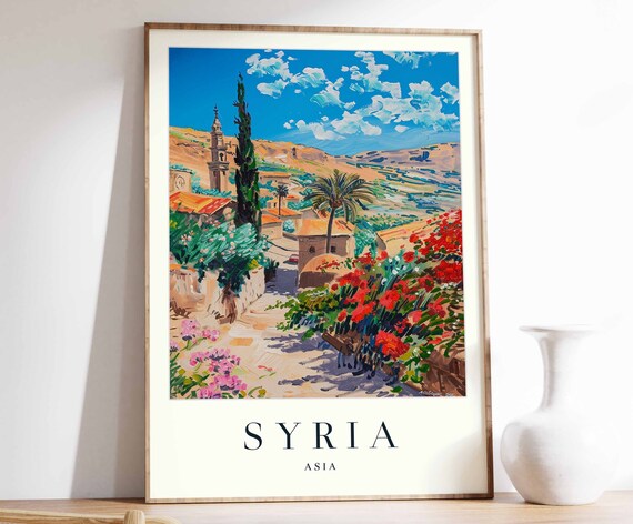 Syria Poster Syria Travel Print Islamic Wall Art Islamic Decor Tropical Decor Botanical Print Syria Gift Syria Travel Poster