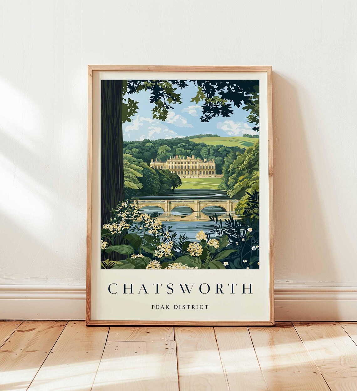 Chatsworth Peak District Travel Poster, Derbyshire