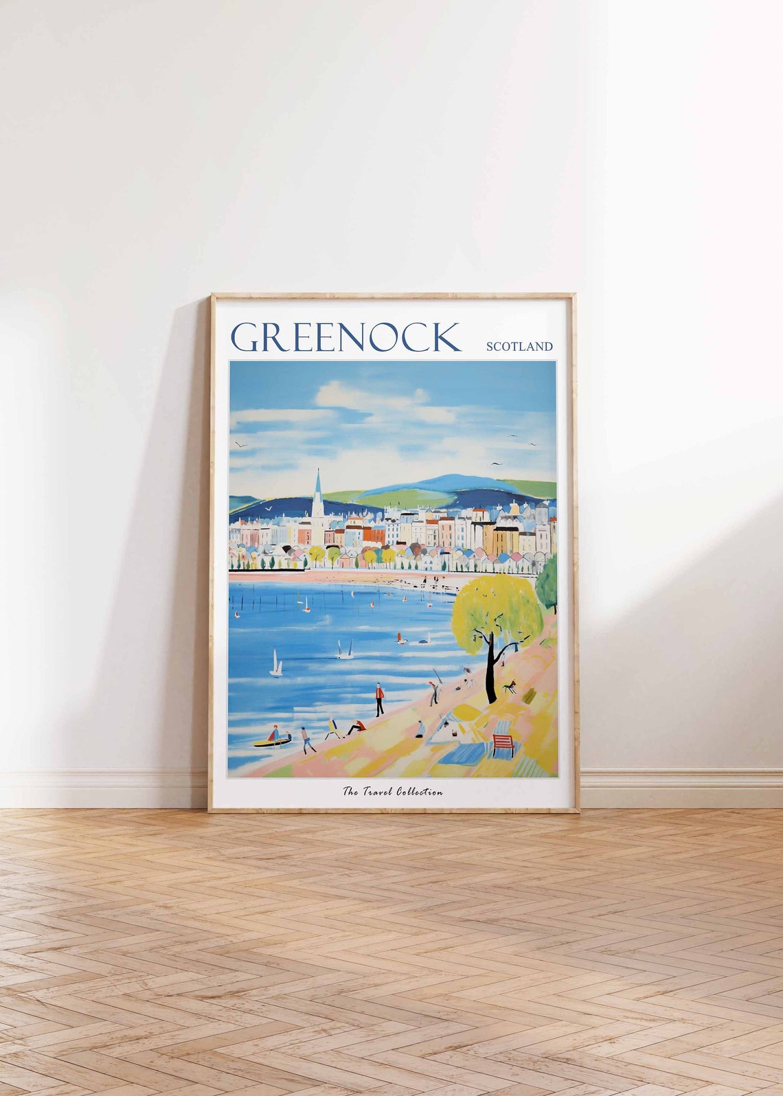 Greenock Scotland Sandy Beach Sailing Boats Church Spire Poster - Image 2