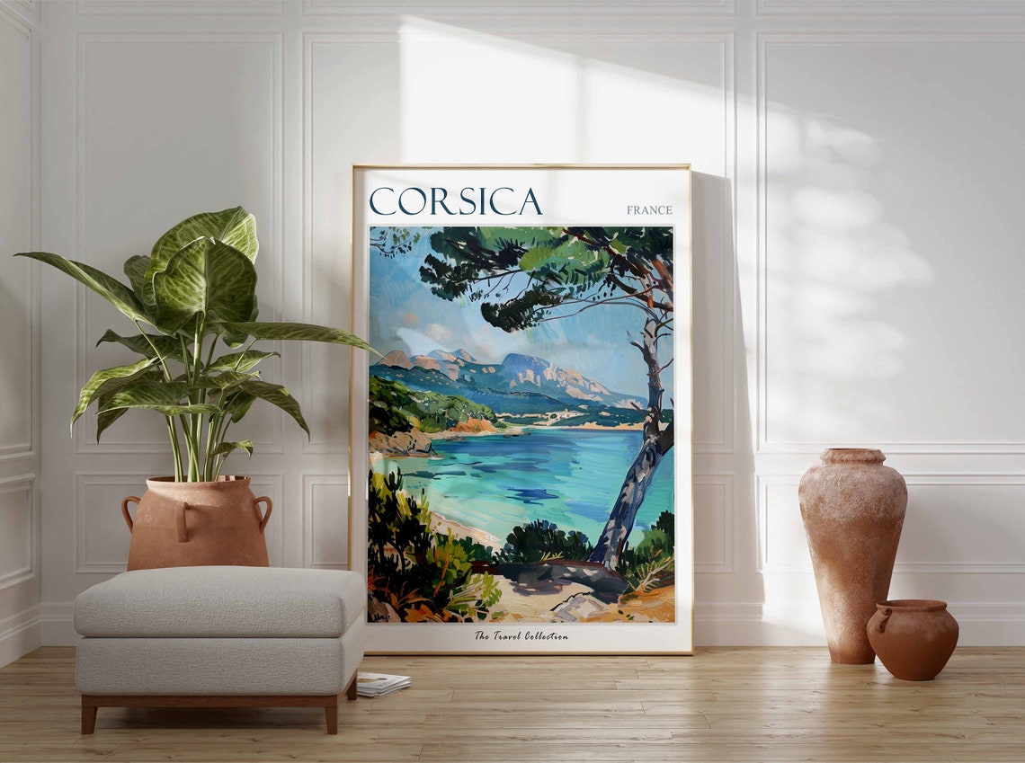 Corsica Poster Corsica Travel Print Tropical Decor Sea Wall Art French Decor France Travel Print Chamonix Gift Corsica Travel Poster - Image 3