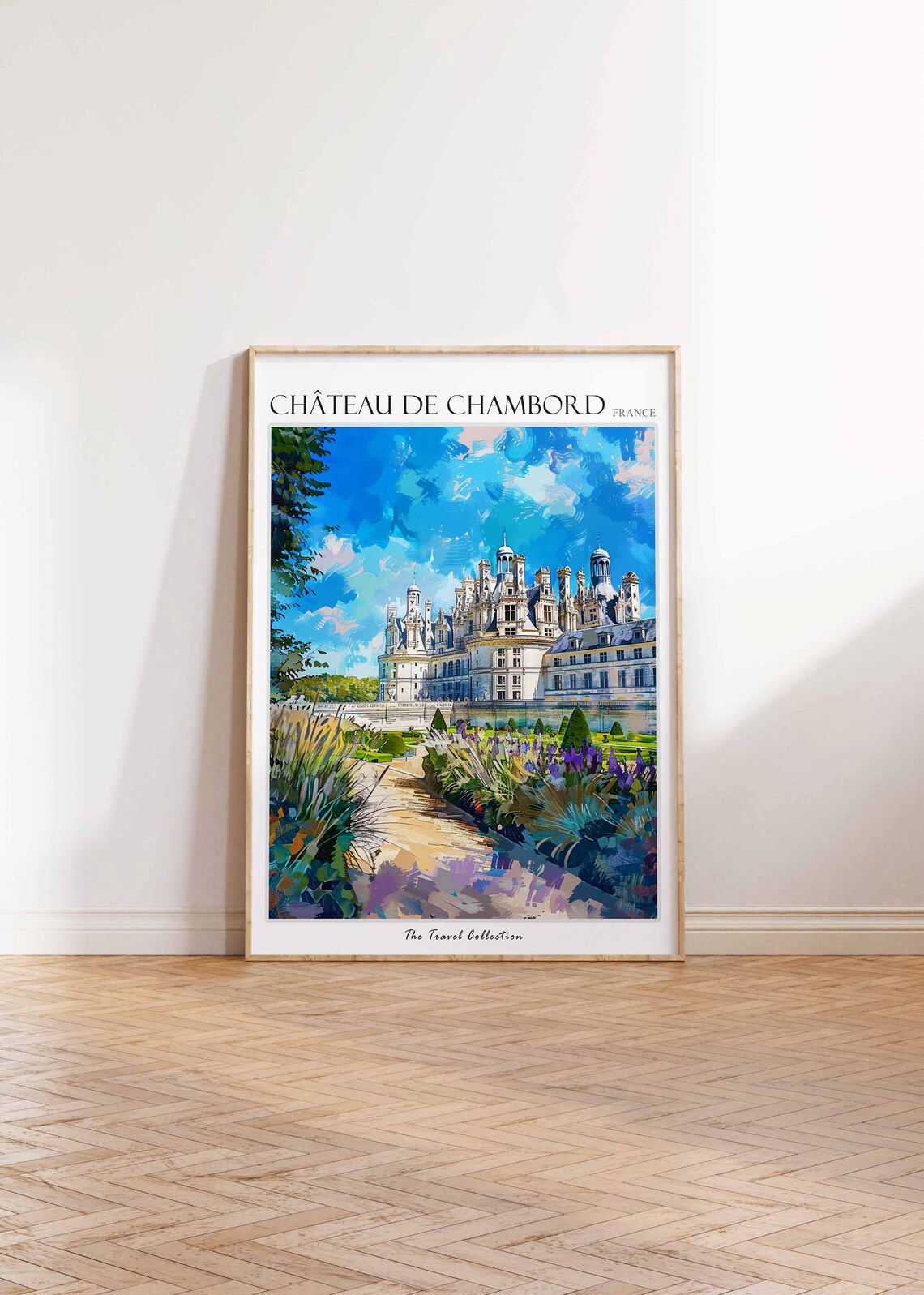 Chateau De Chambord France Garden Path Castle Watercolor Poster - Image 2