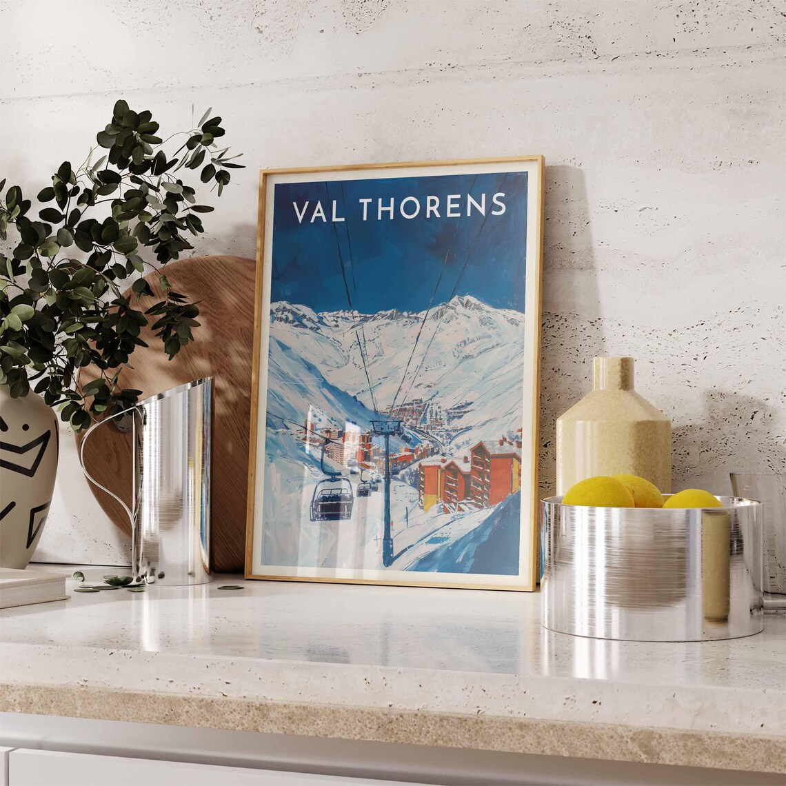 Val Thorens France Chairlift View Village Deep Blue Sky Poster - Image 2