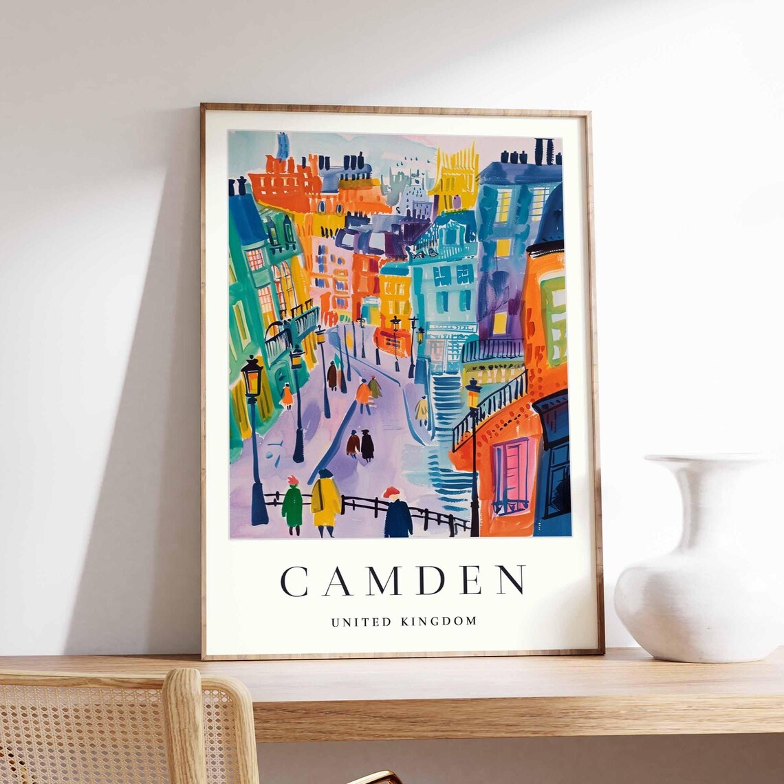 Camden London Colorful Old Town Street Watercolor Scene United Kingdom Poster
