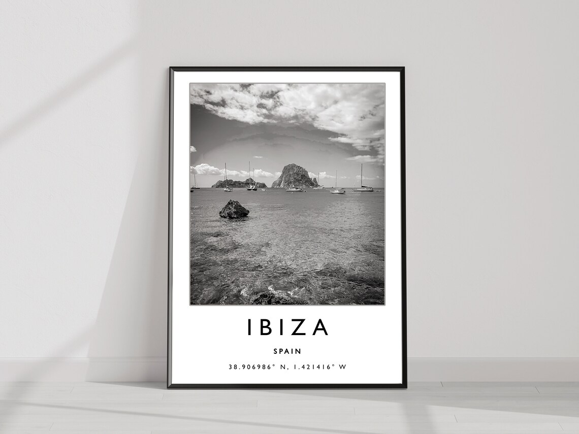 Ibiza Travel Poster, Black And White Spain Art Print - Image 2