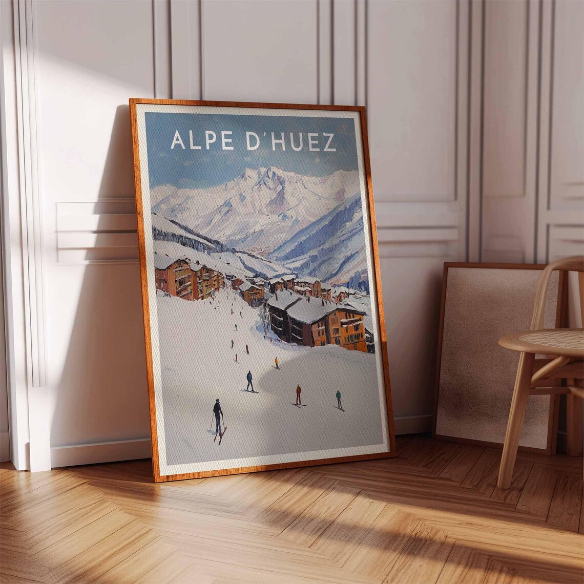 Skiing Travel Poster Alpe Dhuez Ski Print France Travel Print Skiing Art Skiing Print Winter Sport Art Ski Gift - Image 2