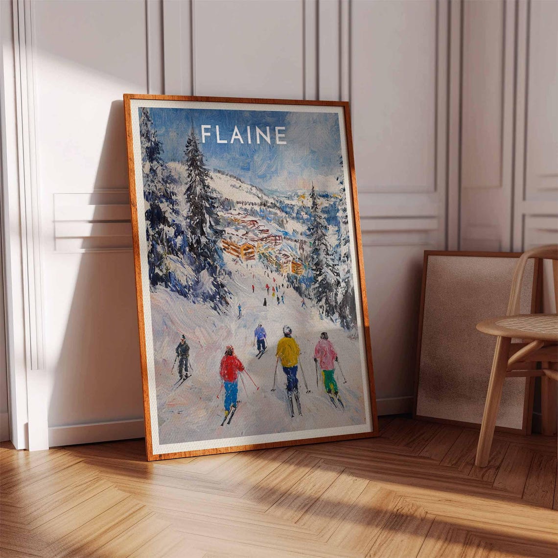 Skiing Travel Poster Flaine Ski Print France Travel Print Skiing Art Skiing Print Winter Sport Art Ski Gift - Image 3