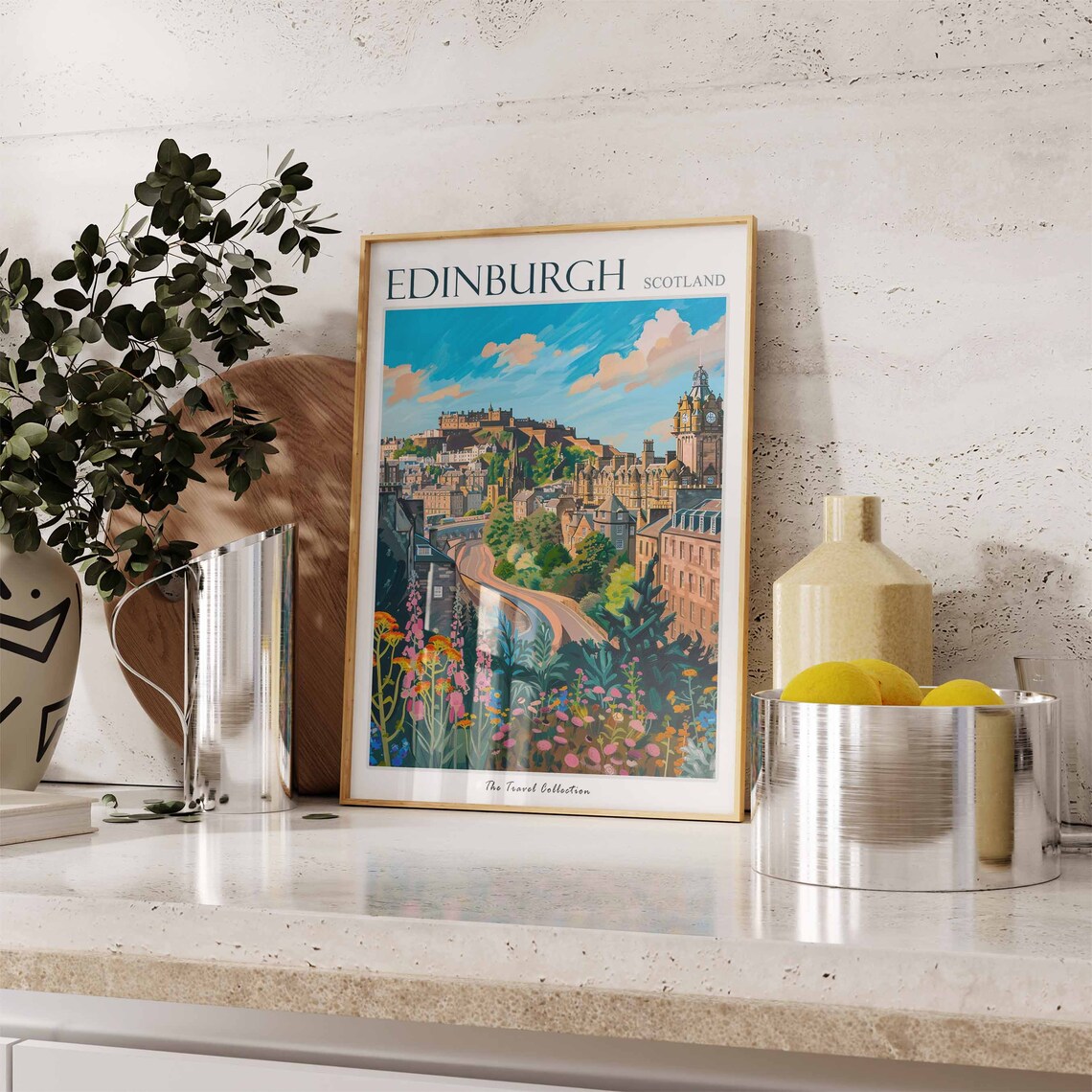 Edinburgh Travel Poster, Scotland Botanical Art Print - Image 3