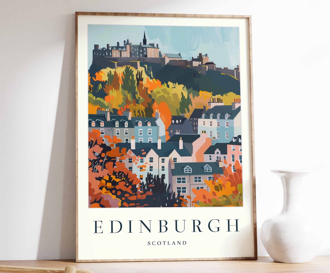 Edinburgh Travel Poster, Scottish City Art Print
