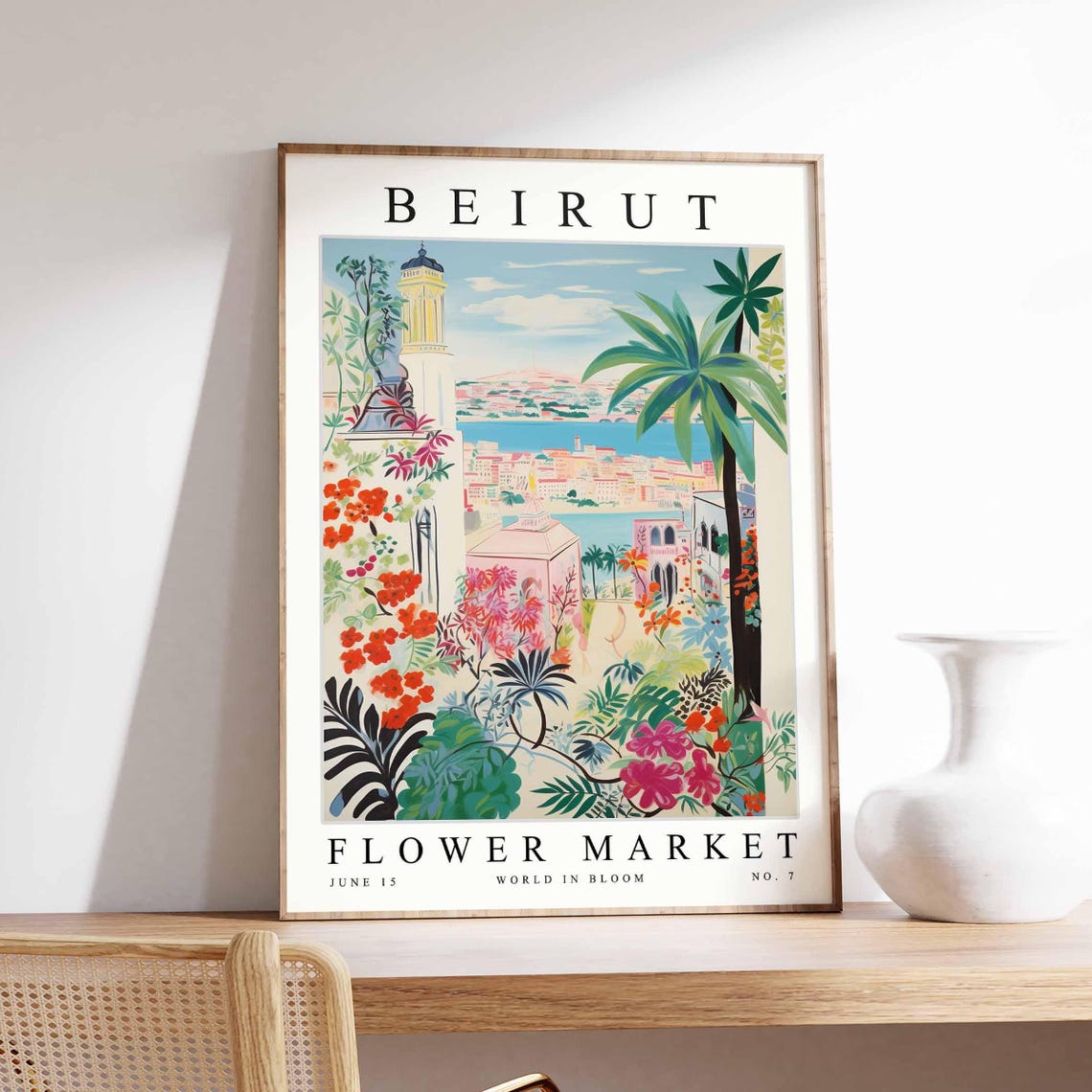 Beirut Flower Market Cityscape Illustration Poster No 7 World in Bloom