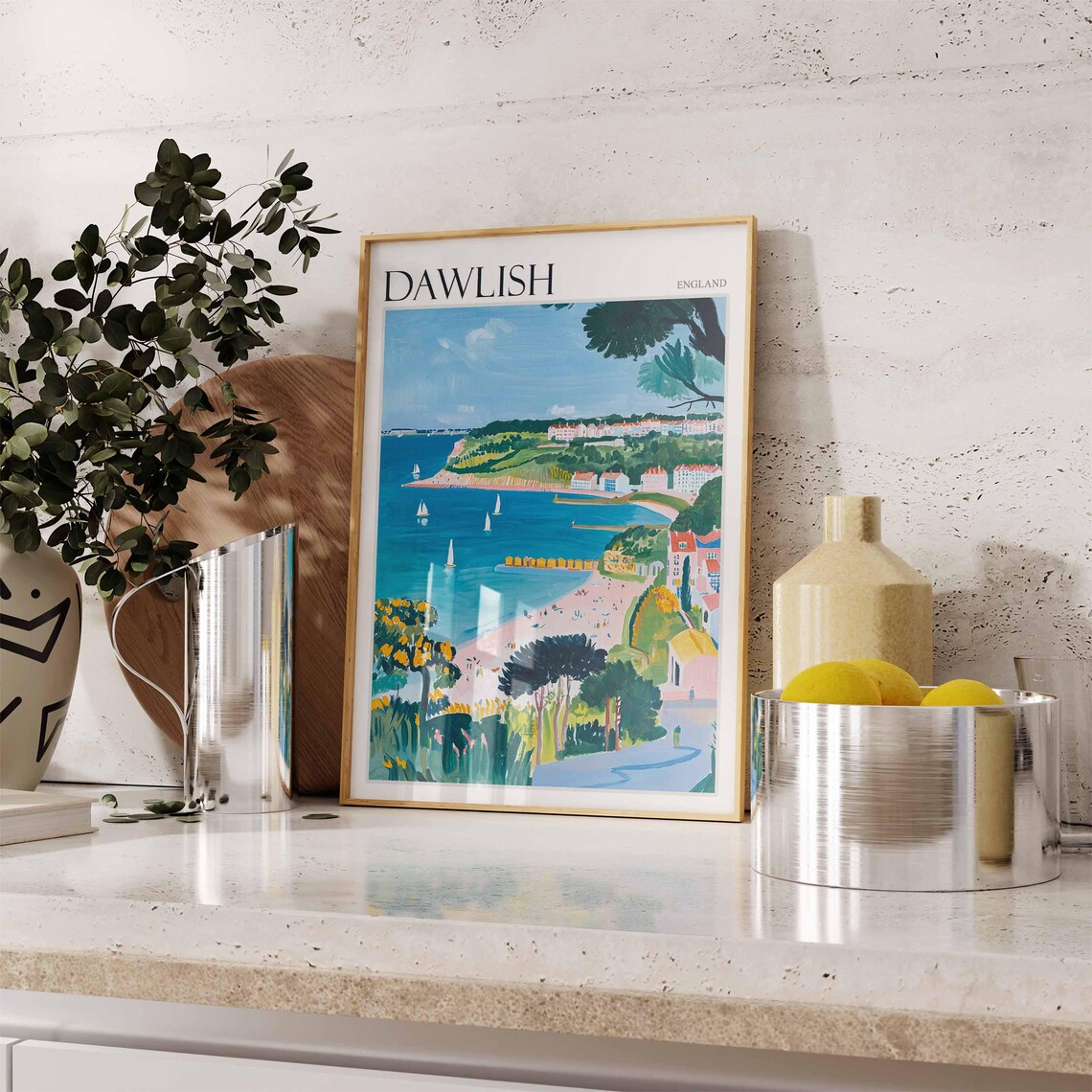 Dawlish England Sailboats on Turquoise Bay Coastal Art Poster - Image 2