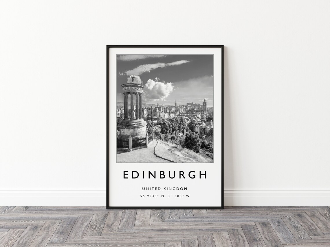 Edinburgh Scotland Travel Poster, Black And White - Image 2