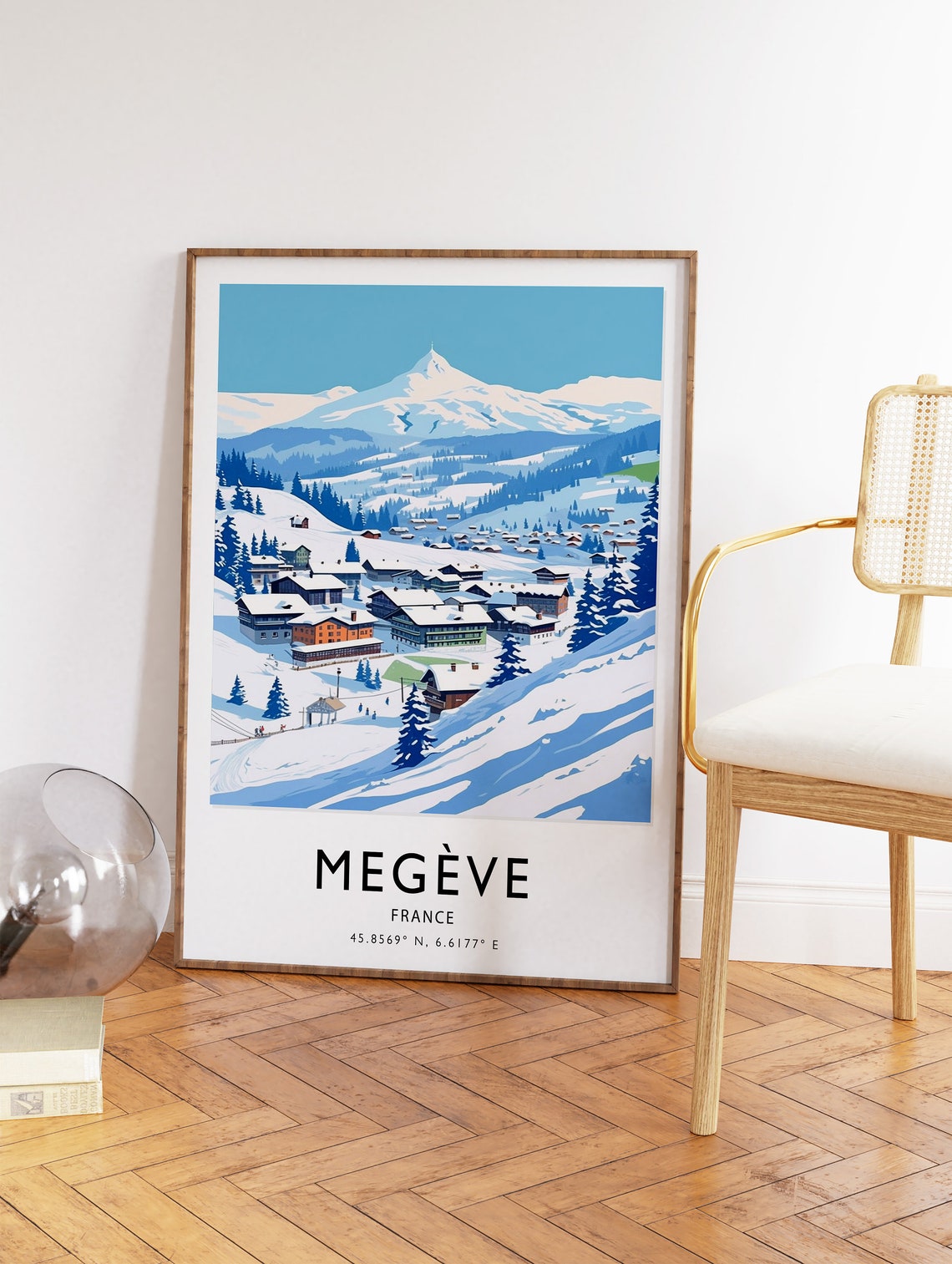Skiing Travel Poster Megeve France Ski Print France Travel Print Skiing Art Skiing Print Winter Sport Art Ski Gift A1a2a3a4 - Image 2
