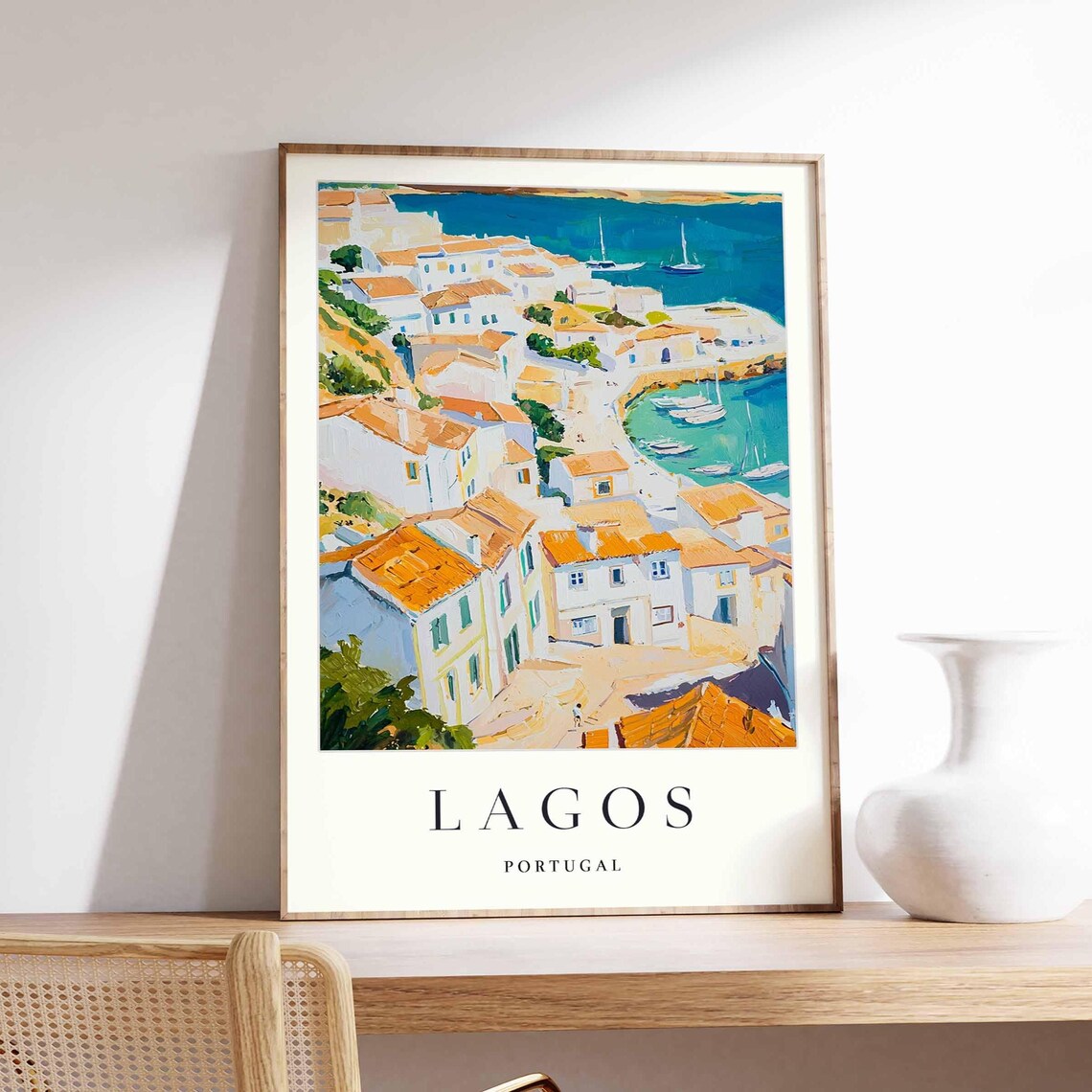 Lagos Portugal Hillside Town Turquoise Bay Panoramic View Poster