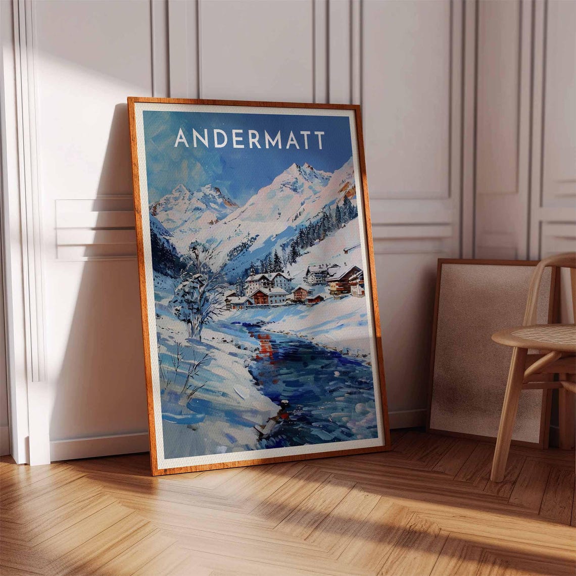 Andermatt Switzerland Alpine River Valley Impressionist Poster - Image 2