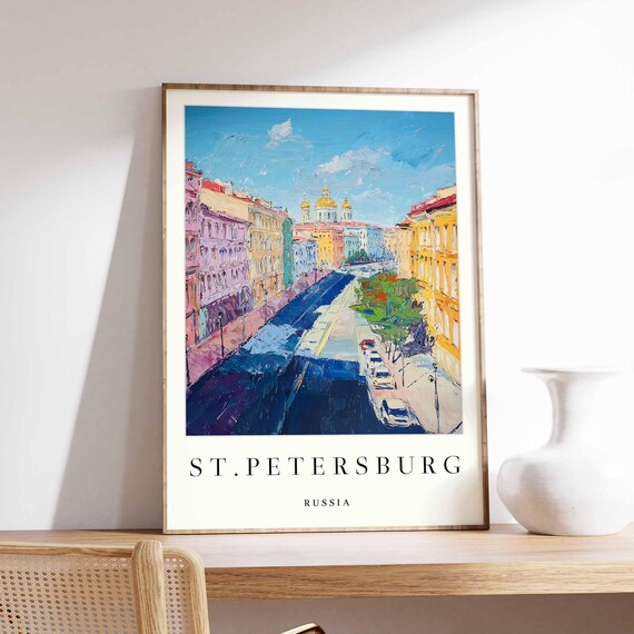 St. Petersburg St. Isaac's Golden Domes City Avenue View Poster