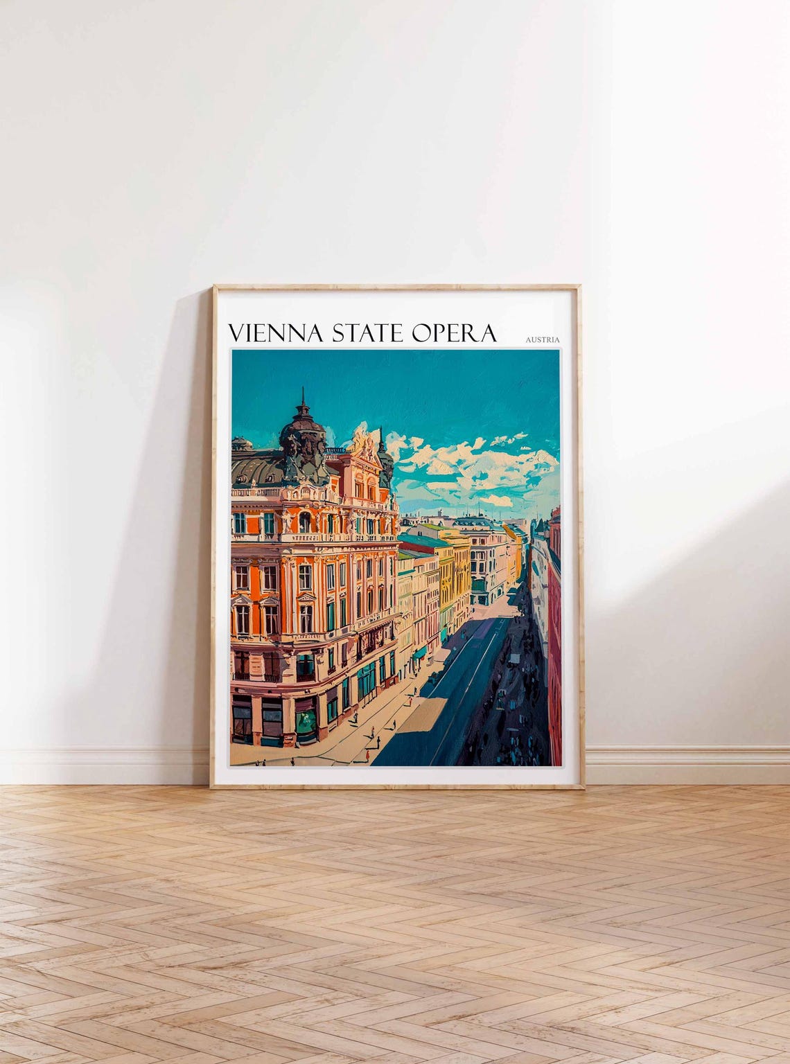 Vienna State Opera Austria Poster Historic Facade Street View Art - Image 2