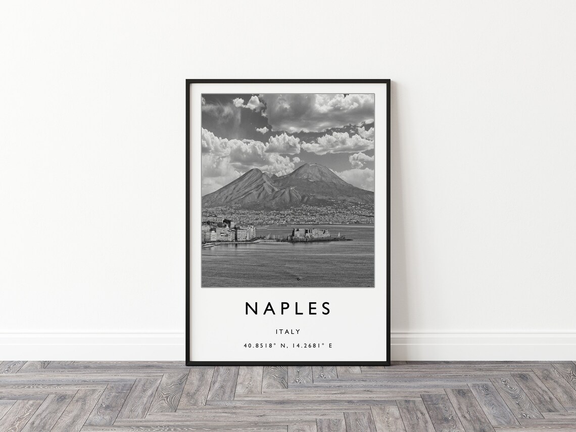Naples Italy Travel Poster, Black And White Art Print - Image 3