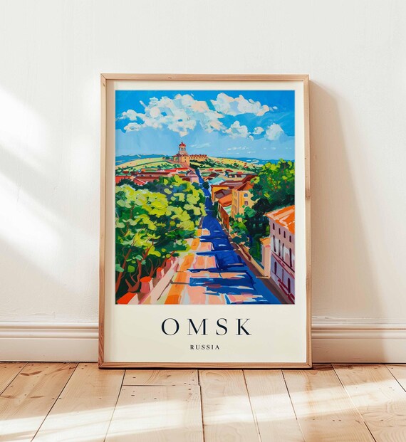 Omsk Russia Tree Lined Street Leading To Hilltop Church Poster