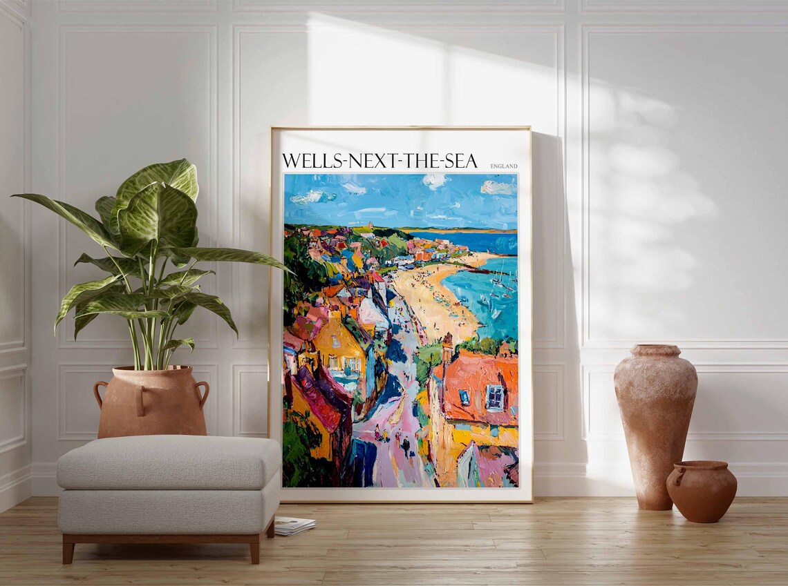 Wells Next The Sea Poster Norfolk Poster Uk Travel Poster Coastal Wall Art British Decor Wells Next The Sea Travel Print Norfolk Decor - Image 2