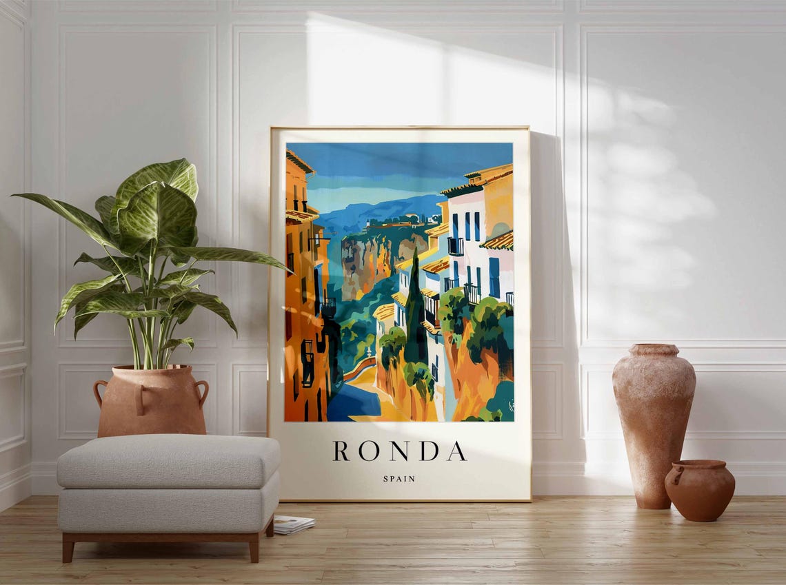 Ronda Spain Vibrant Cliffside Old Town Gorge View Art Poster - Image 4