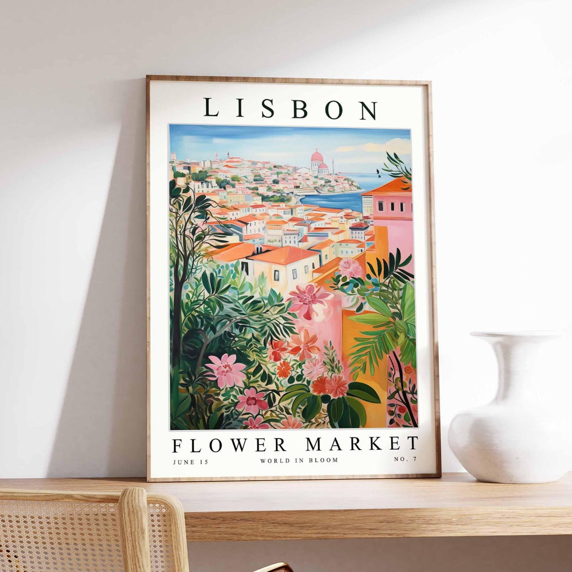 Lisbon Flower Market Poster Lisbonprint Portuguese Floral Wall Art Lisbonfloral Decor Botanical Europe Travel Print