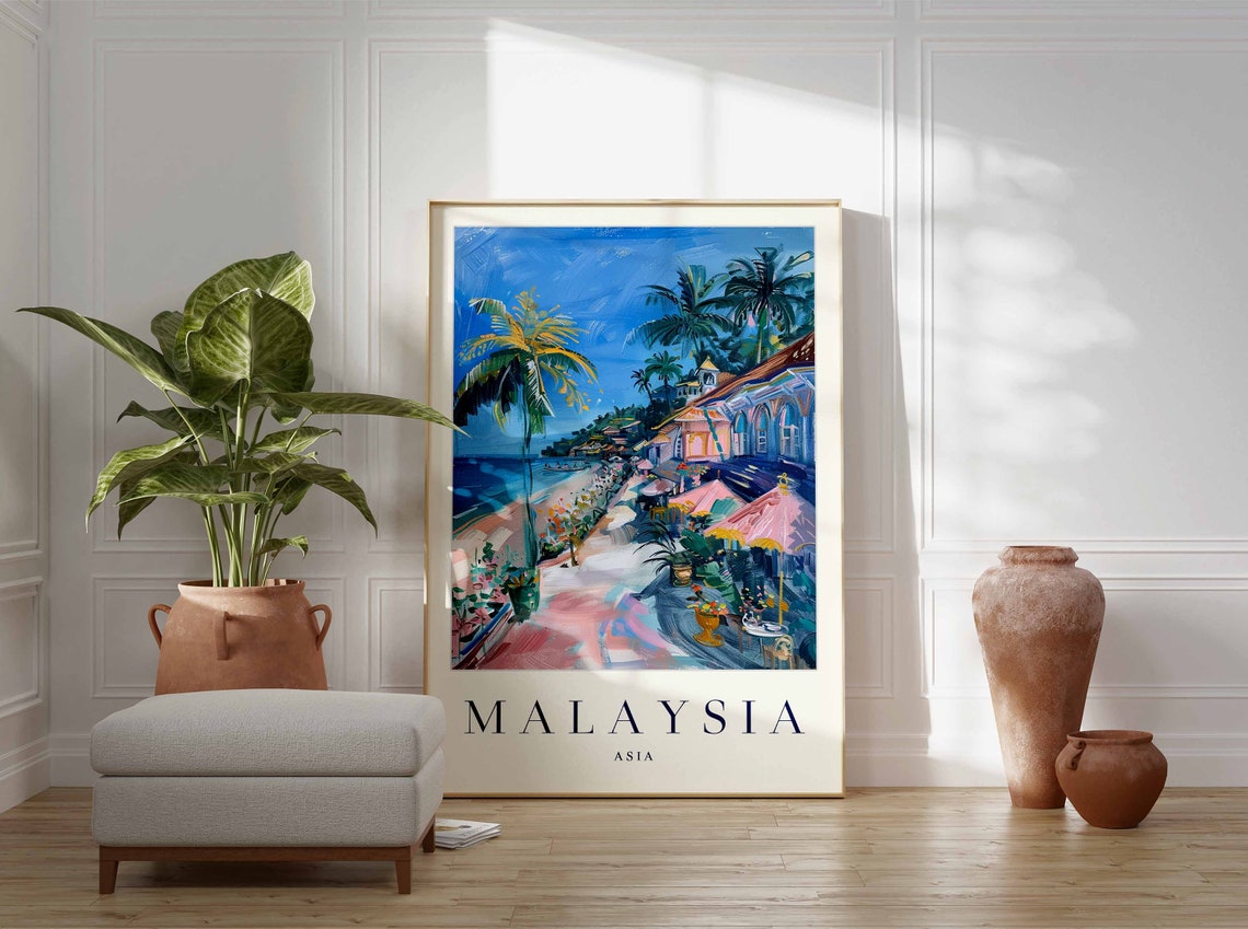 Malaysia Poster Malaysia Travel Print Asia Wall Art Asian Travel Print Tropical Decor Sea Print Malaysia Gift Malaysia Travel Poster - Image 3