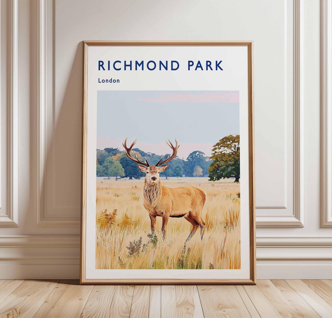 Richmond Park Travel Poster London Deer Print